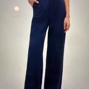 Madewell petite Harlow wide-leg pant in navy linen